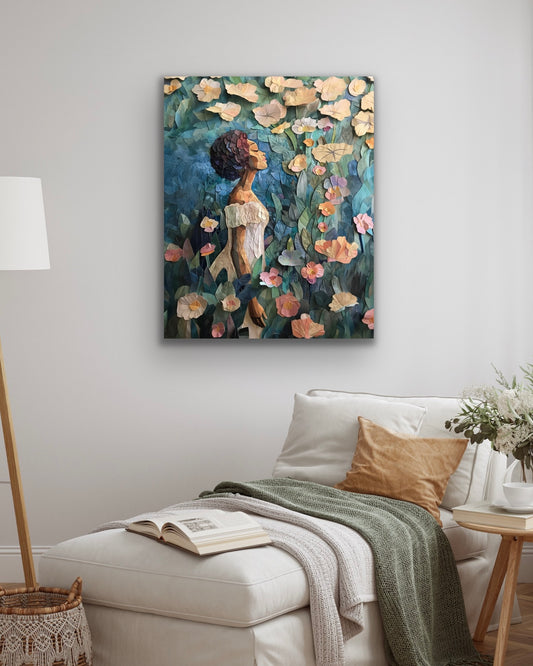 A Night In the Garden | Stretched Canvas Print Wall Art | Black Art | African American Art