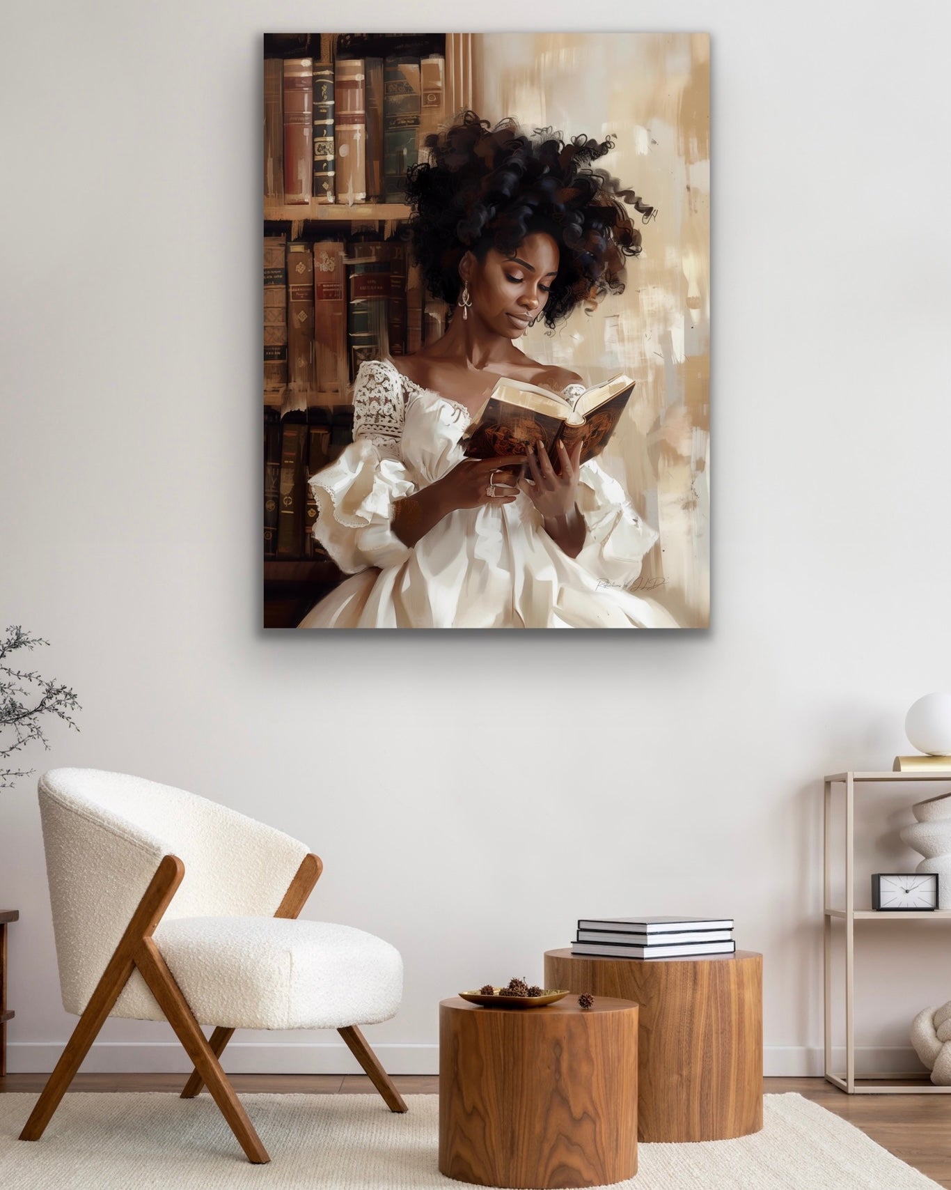 A Great Read | Reading Art | Stretched Canvas Print Wall Art | Black Art | African American Art