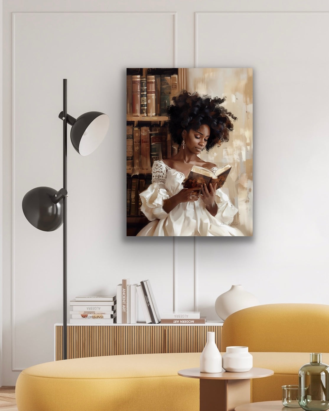 A Great Read | Reading Art | Stretched Canvas Print Wall Art | Black Art | African American Art