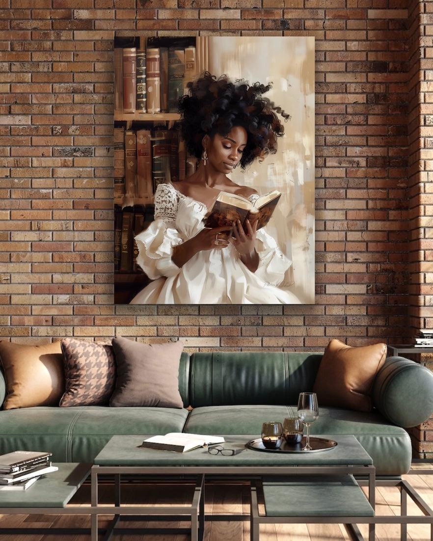 A Great Read | Reading Art | Stretched Canvas Print Wall Art | Black Art | African American Art