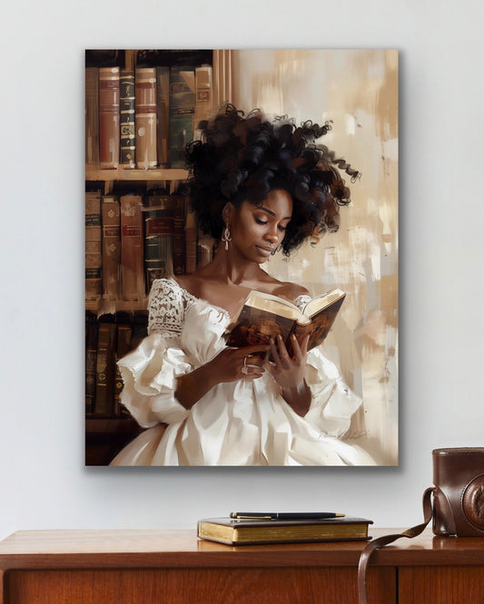 A Great Read | Reading Art | Stretched Canvas Print Wall Art | Black Art | African American Art