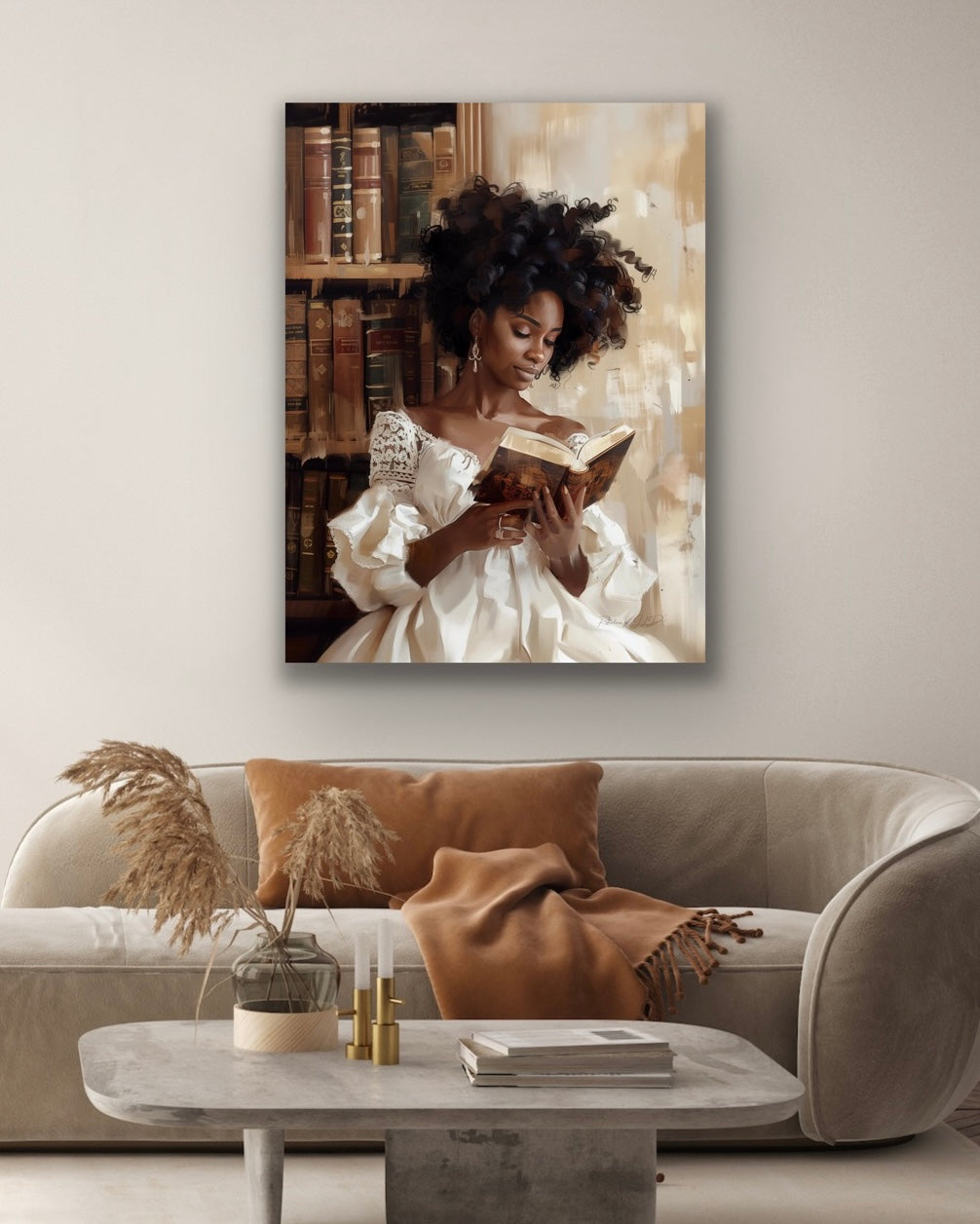 A Great Read | Reading Art | Stretched Canvas Print Wall Art | Black Art | African American Art