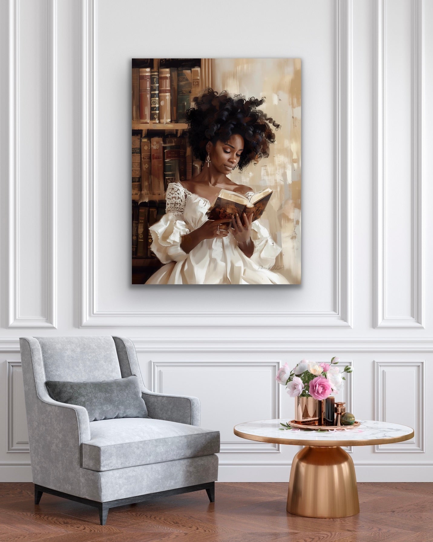 A Great Read | Reading Art | Stretched Canvas Print Wall Art | Black Art | African American Art