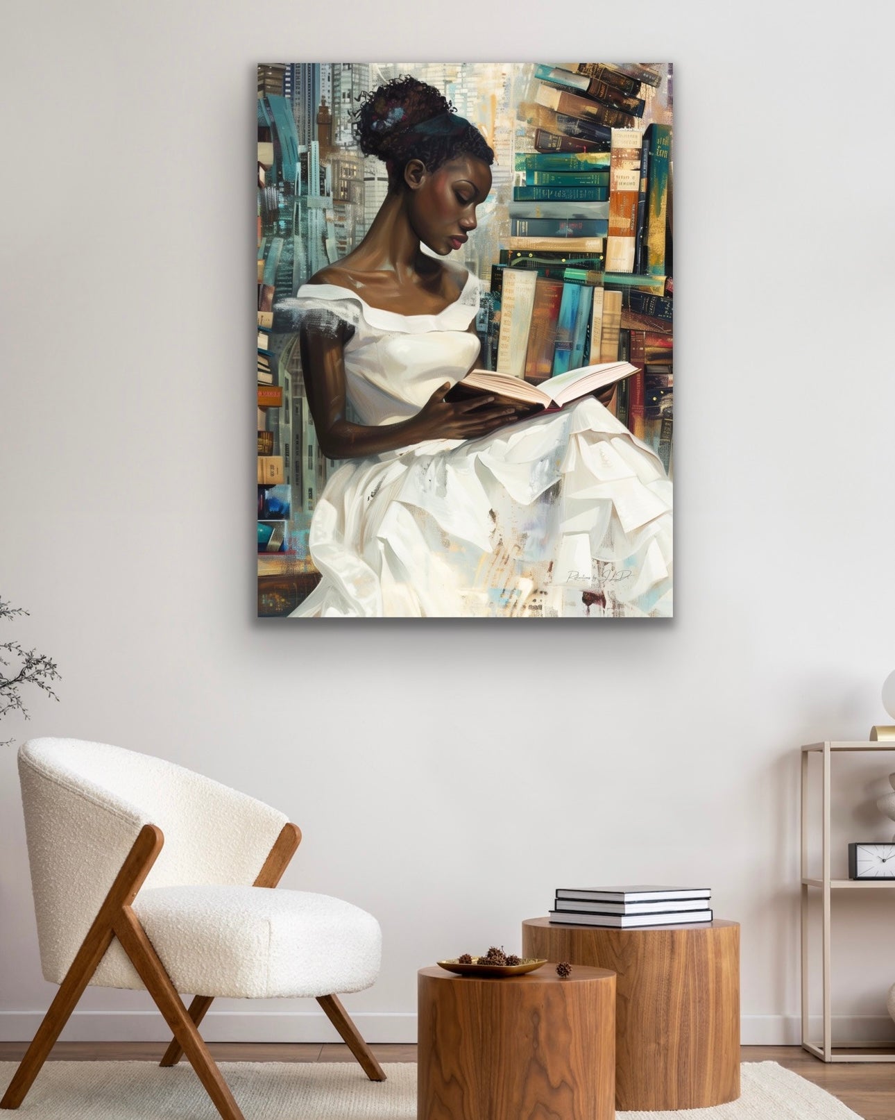 My Library Getaway | Reading Art | Stretched Canvas Print Wall Art | Black Art | African American Art