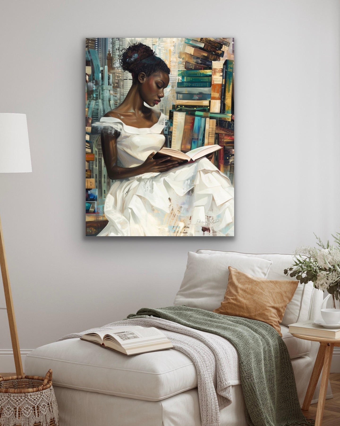 My Library Getaway | Reading Art | Stretched Canvas Print Wall Art | Black Art | African American Art