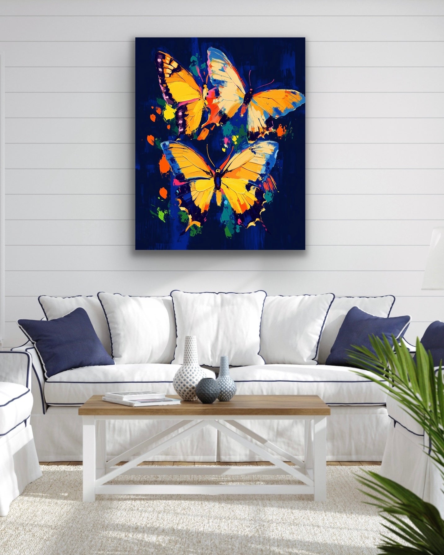 Midnight Butterflies| Stretched Canvas Print Wall Art | Black Art | African American Art