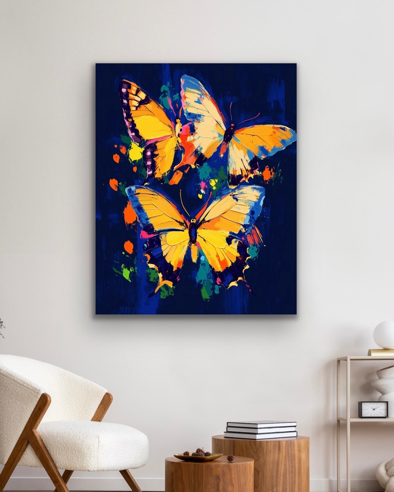 Midnight Butterflies| Stretched Canvas Print Wall Art | Black Art | African American Art