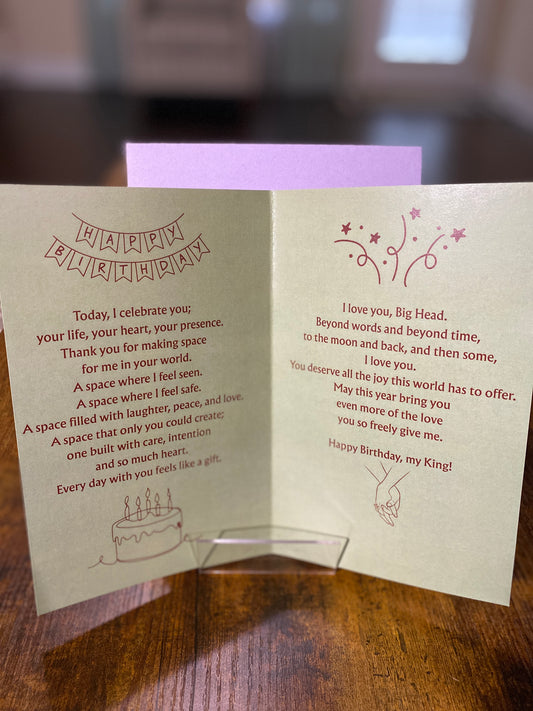 "Happy Birthday King" Greeting Card (Inside)