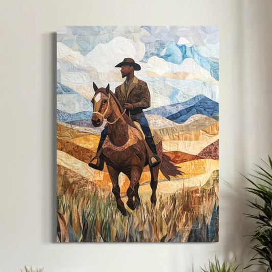 Riding Free | Black Cowboy Wall Art |Stretched Canvas Print Wall Art | Black Art | African American Art