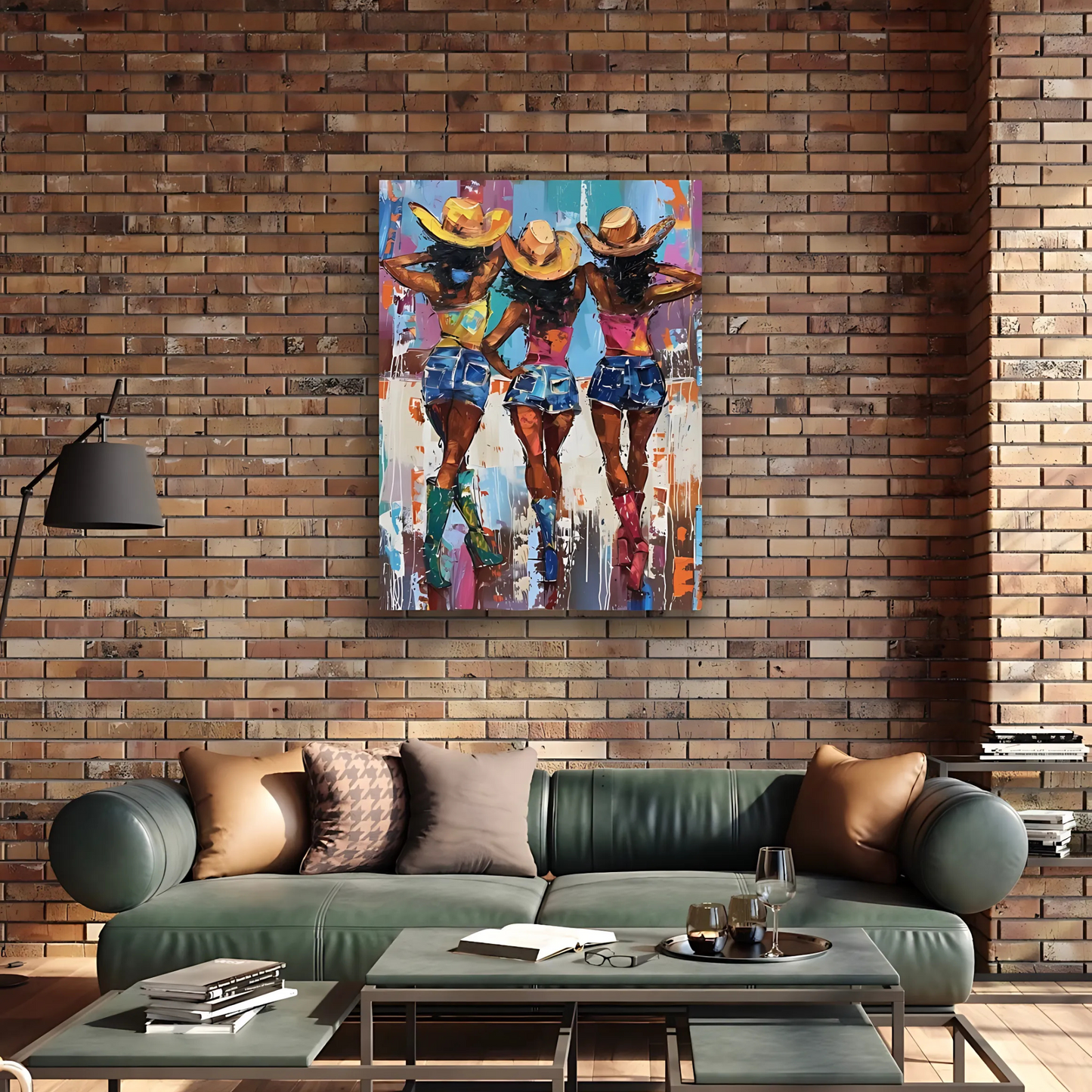 Nashville Nights | Black Western Cowgirl Wall Art |Stretched Canvas Print Wall Art | Black Art | African American Art