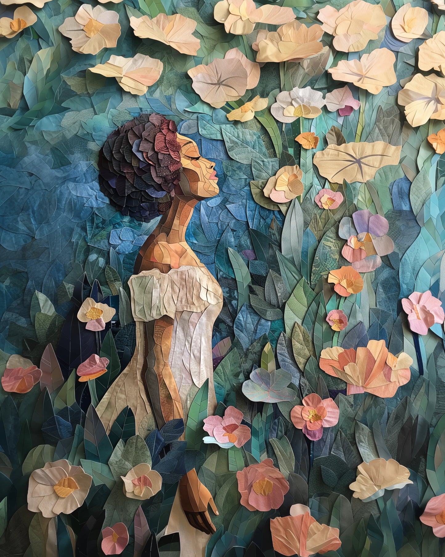 A Night In the Garden | Stretched Canvas Print Wall Art | Black Art | African American Art